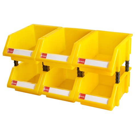 Plastic stackable storage bins tool storage bins for garage, workshop ...