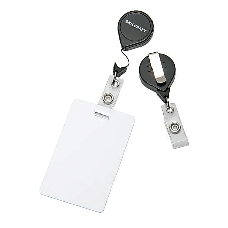 SKILCRAFT Retractable ID Badge Holder Black - Office Depot