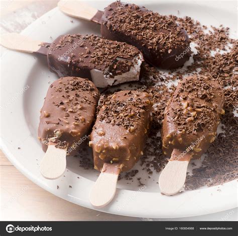 Chocolate ice cream popsicles — Stock Photo © bit245 #160854988