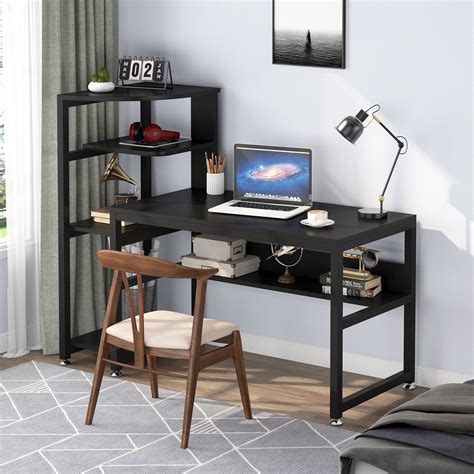 Black Desk With Shelves Above - All the shelves above the desk are ...