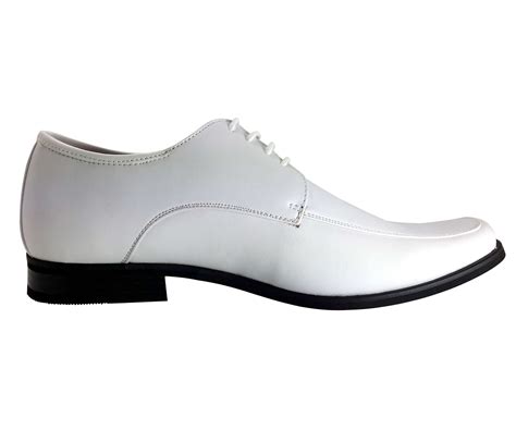 Men’s Dress Shoes Majestic White Wedding Prom Oxford Lace up Leather ...