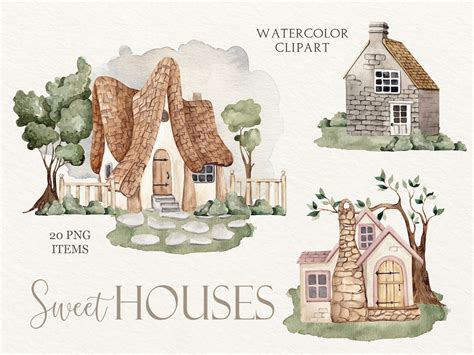 Watercolor House Clipart Cottage Clipart Cute Houses Sweet | lupon.gov.ph