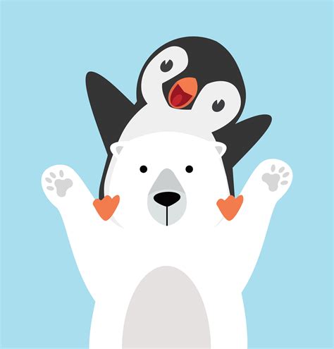 Penguin Riding on Polar Bear 1666135 Vector Art at Vecteezy