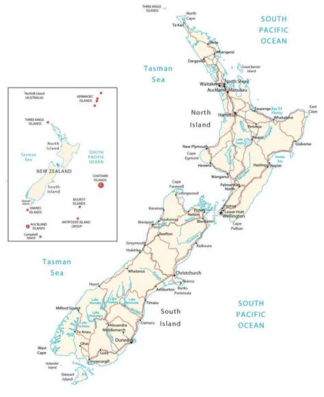 Map of New Zealand - Cities and Roads - GIS Geography