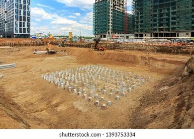 Ditch Under Construction Skyscraper Residential Building Stock Photo ...