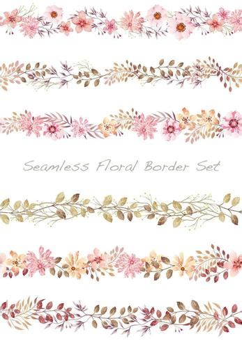 Seamless watercolor floral border set. 690845 Vector Art at Vecteezy