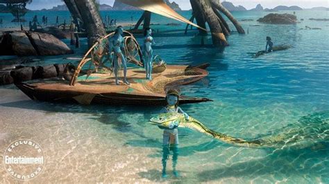 James Cameron's Avatar 2 Concept Art: Na'vi Kids, Water Lizard