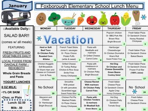 Lunch Menu - Foxborough Public Schools