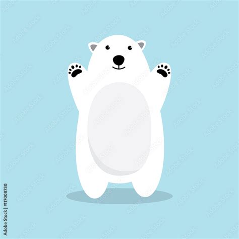 Polar bear cartoon character. A Cute Polar bear standing on blue ...