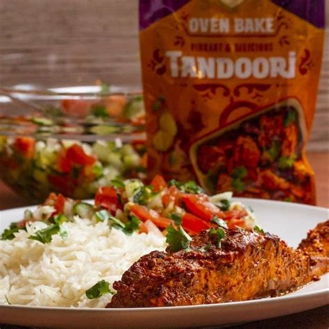 Tandoori Salmon With Rice And Salad