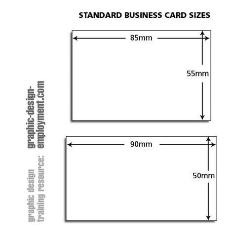 Business Card Standard Sizes