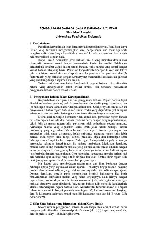 Solution Penggunaan Bahasa Dalam Karangan Ilmiah Studypool