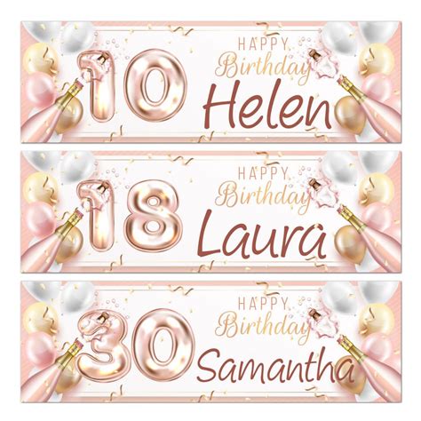 Rose gold birthday banner personalised -2 pieces,From £4.99 & Free post