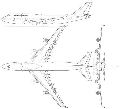 Boeing 747-400 Blueprint - Download free blueprint for 3D modeling