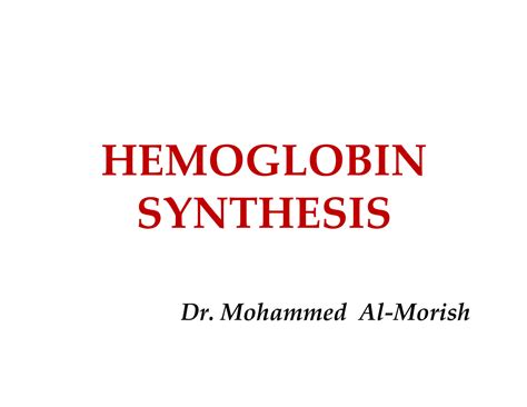 SOLUTION: Lec 2 hemoglobin synthesis - Studypool