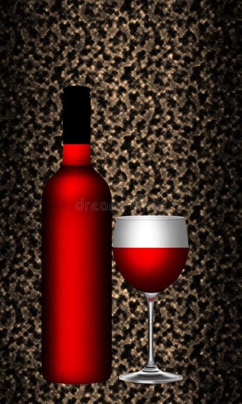 Wine Glass and Bottle on Textured Background. Vector Illustration Stock ...