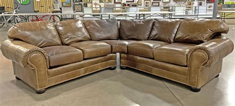 Lot - Creative Leather Furniture Rustic Sectional Sofa