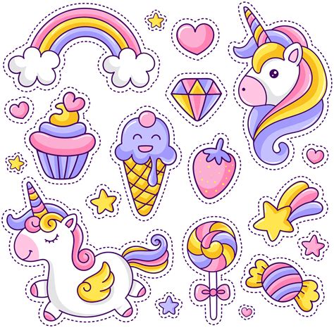 Unicorn with rainbow and sweets cinema decal - TenStickers