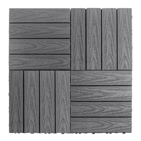 NewTechWood Naturale Composite 12" x 12" Interlocking Deck Tiles in ...