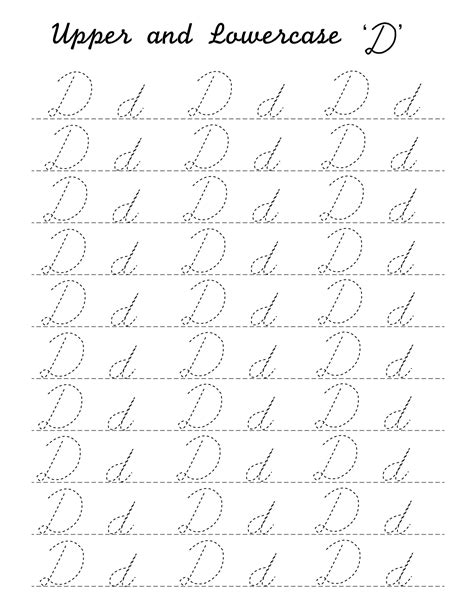 Free Printable Cursive Letter D Worksheet