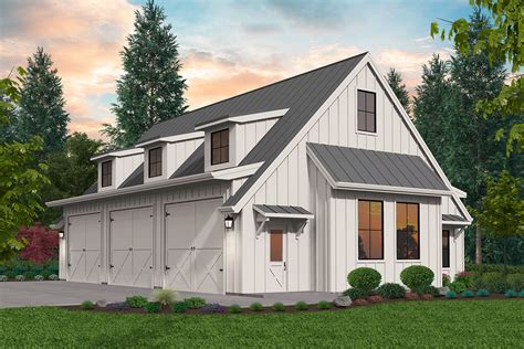 Modern Farmhouse-style 3-Car Detached Garage Plan - 85327MS ...