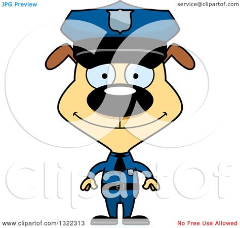 Clipart Of A Cartoon Happy Dog Police Officer Royalty Free Vector