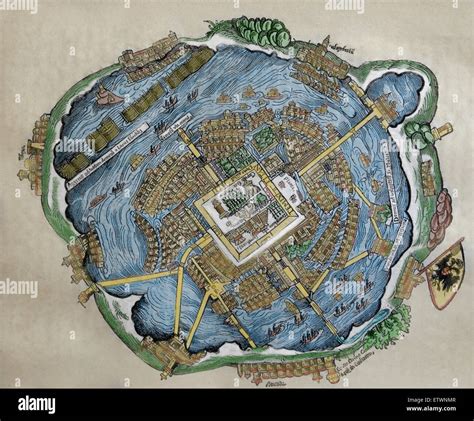 Art Art Posters 1524 Map of the Aztec Capital The Nuremberg Map of ...