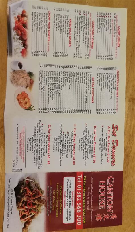 Menu at Canton House fast food, Dundee