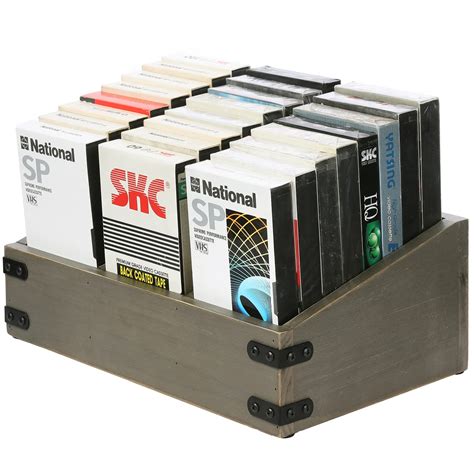 Buy MyGift Vintage Gray Solid Wood Nostalgia VHS Cassette Case Storage ...