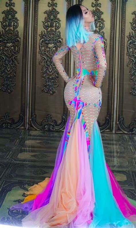 Colorful Long Tail Dress Drag Queen Costume - Queerks™