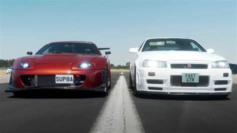 A80 Supra Vs GT-R R34 Drag Race Proves More Power Doesn't Always Win