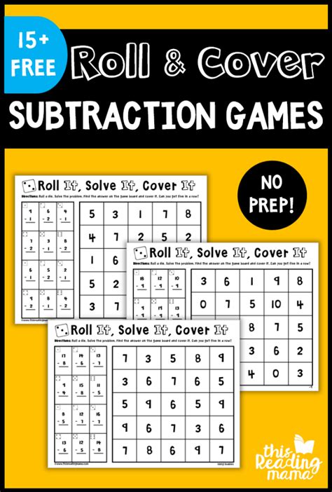 No Prep Subtraction Games: Roll & Cover - This Reading Mama