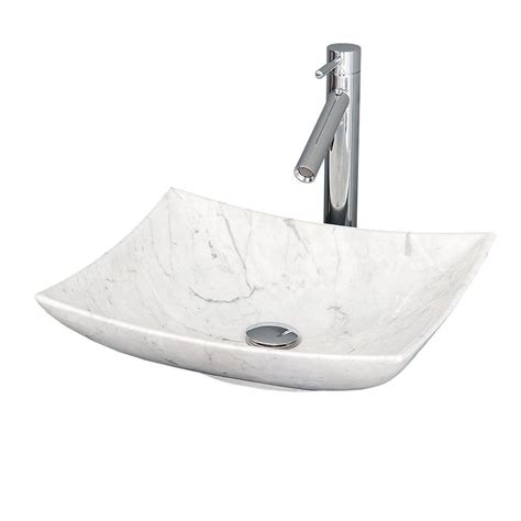 Wyndham Collection Arista Vessel Vanity Sink in White Carrera Marble ...