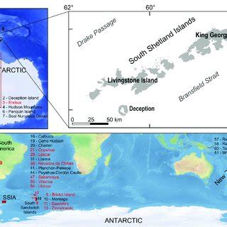 Map of volcanoes: A-volcanoes in Antarctica active in the 20 th and 21 ...