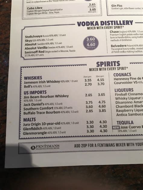 Menu at Wetherspoons pub & bar, Manchester, Piccadilly House