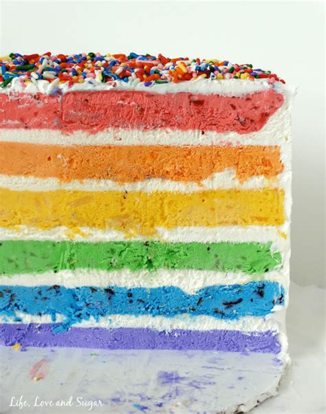 {Skinny} Rainbow Ice Cream Cake with Fresh Fruit - Life Love and Sugar