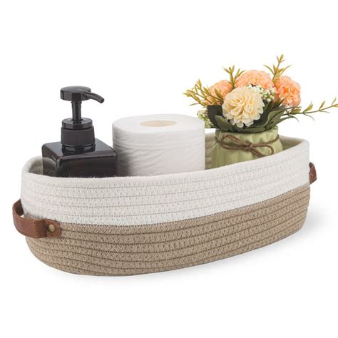 "Oradrem Cotton Rope Toilet Paper Holder Basket, Farmhouse Decor, 13 ...