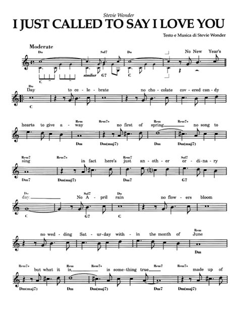 I JUST CALLED TO SAY I LOVE YOU Sheet music | Easy Sheet Music