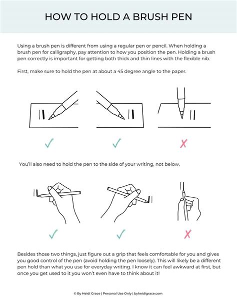 Free Brush Pen Practice Guide - By Heidi Grace