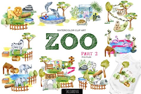 Zoo Animal Clipart Zoo Png Watercolor Zoo Watercolor Animals - Etsy