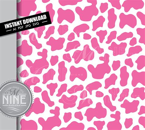 Hot Pink Cow Print Pattern Seamless Repeatable Cow Print Svg Etsy