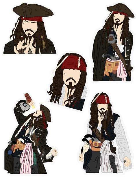 Captain Jack Sparrow Sticker Pack - Etsy