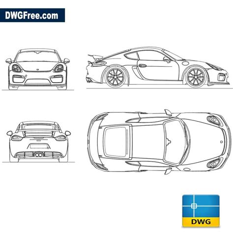 Porsche Cayman GT4 DWG - Download Autocad Blocks Model.