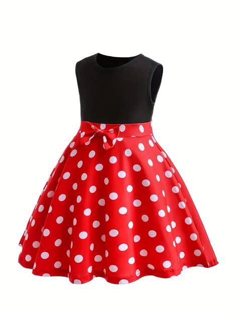 Girls Sleeveless Color Block Polka Dots Graphic Bow Front - Temu Australia