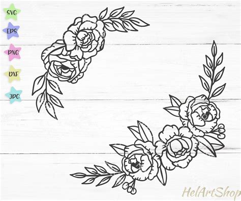 Floral border svg file, Flower border svg, floral swag svg By ...