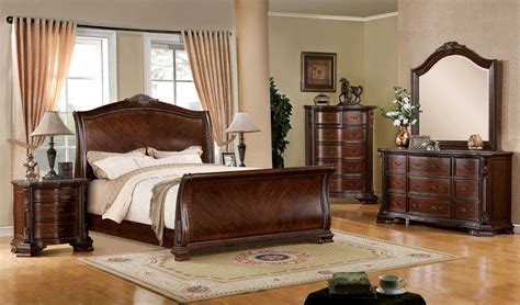 Penbroke Brown Cherry Queen Sleigh Bed from Furniture of America ...