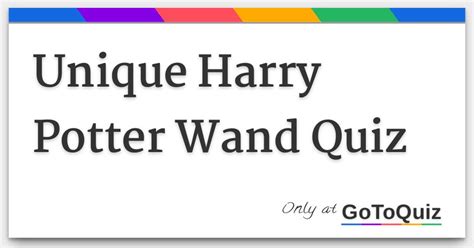 Unique Harry Potter Wand Quiz