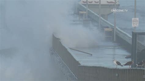 12-Foot High Waves from Storm Appear to Damage Ocean Beach Pier - Times ...