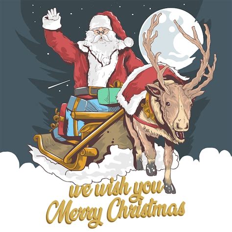 Santa claus and the deer | Premium Vector