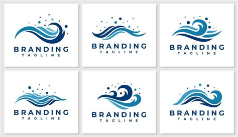 Luxury abstract sea wave logo design bundle. Illustrative ocean wave ...